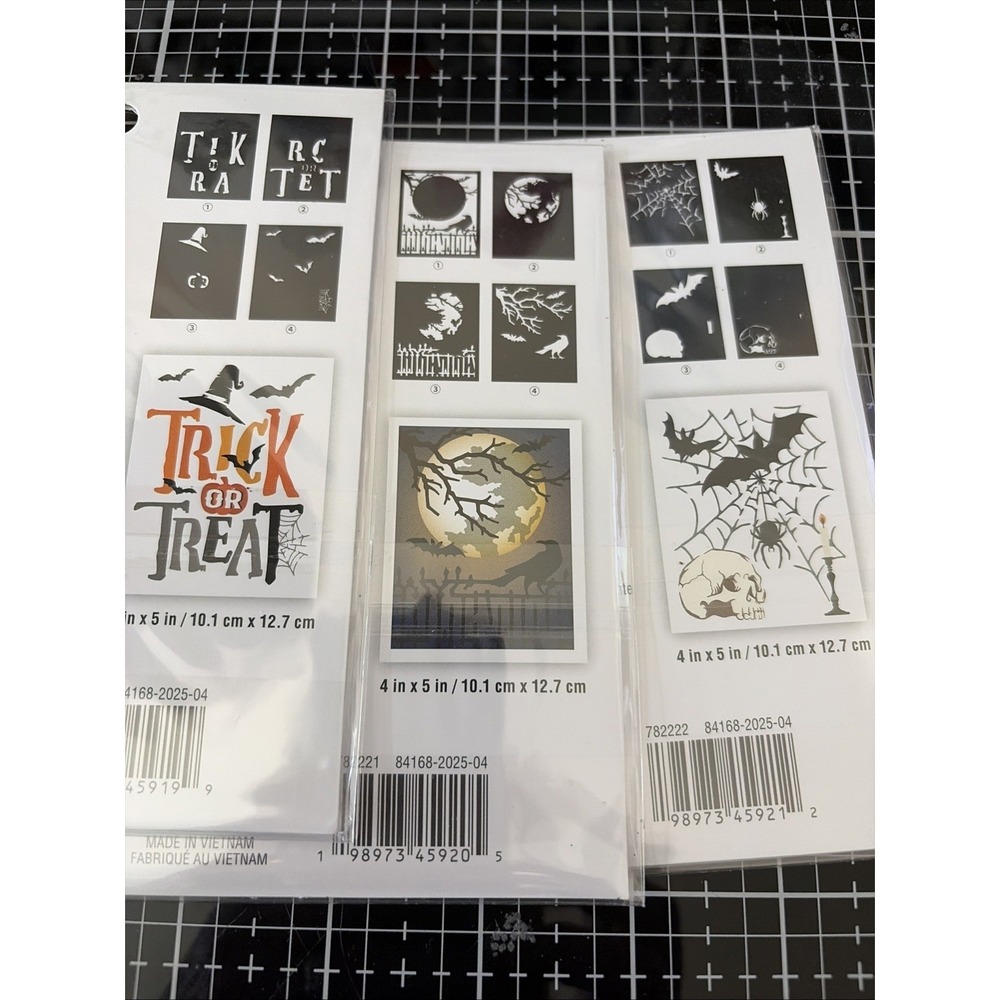 Recollections Halloween Craft Bundle Diorama Kit & 3 Layering Stencil Lot New!